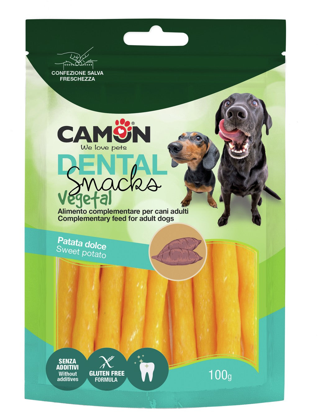 Camon Dental Snack Vegetale Sticks con Patata Dolce – 100 g Camon Dental Snack Vegetale Sticks con Patata Dolce – 100 g